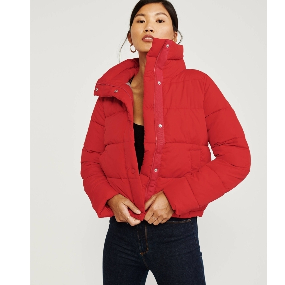 Abercrombie & Fitch Mini Red Puffer Jacket - Medium